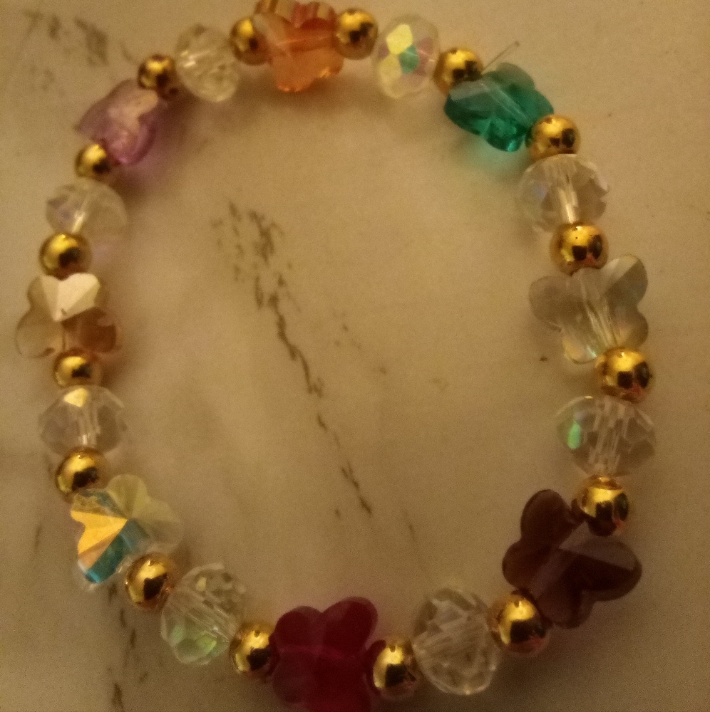Multicolor Beaded Bracelet with Gold Accents
